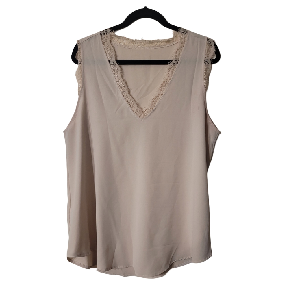 Elegant Cream Sleeveless Blouse Size XXL